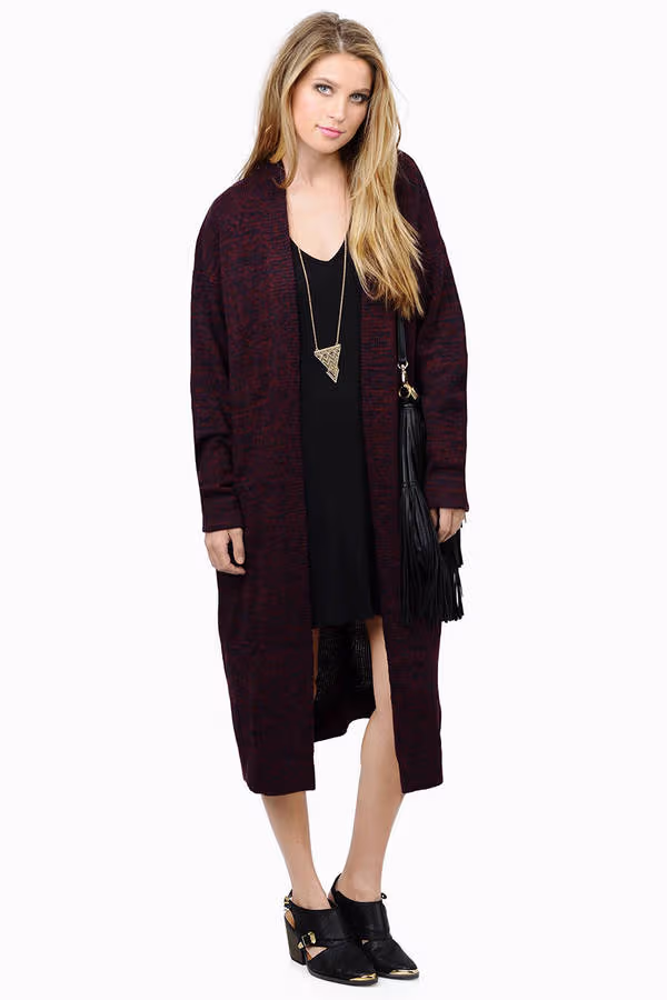 Look Gradient Knit Cardigan - Navy & Bugundy