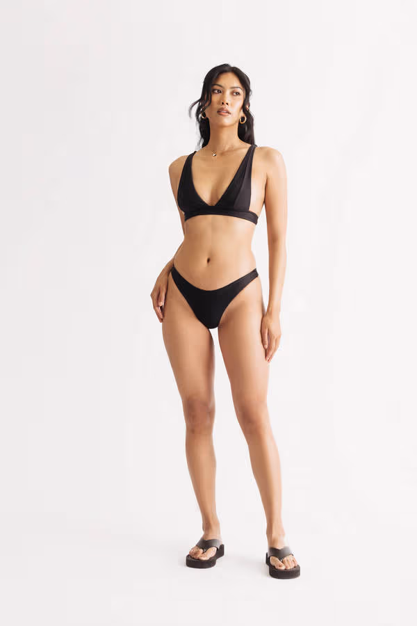 Nowhere But Here Plunging Bikini Set - Black