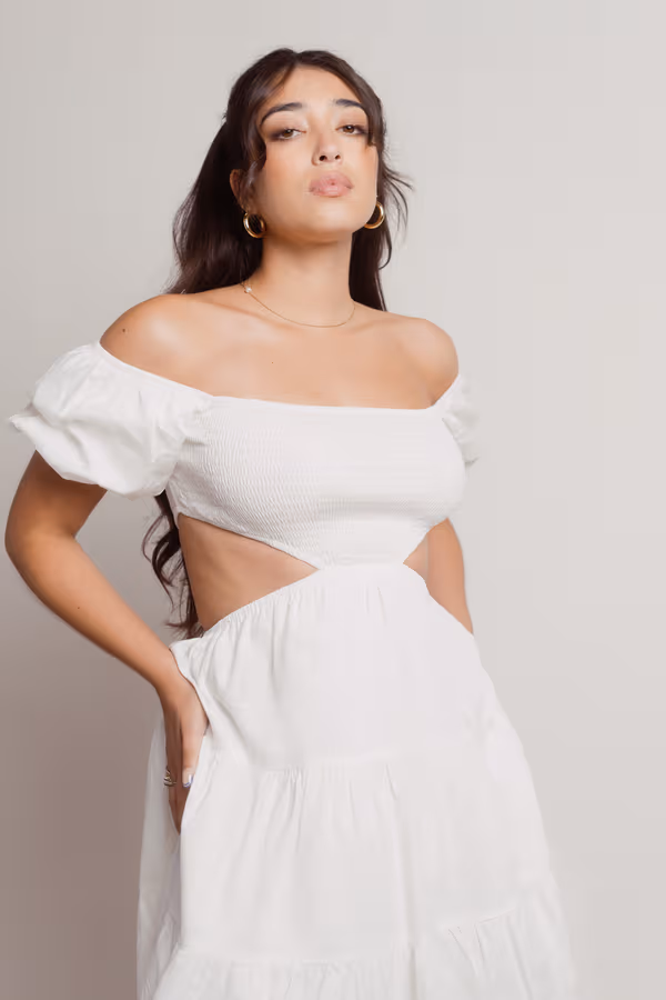 My Treat Tiered Skater Mini Dress - White