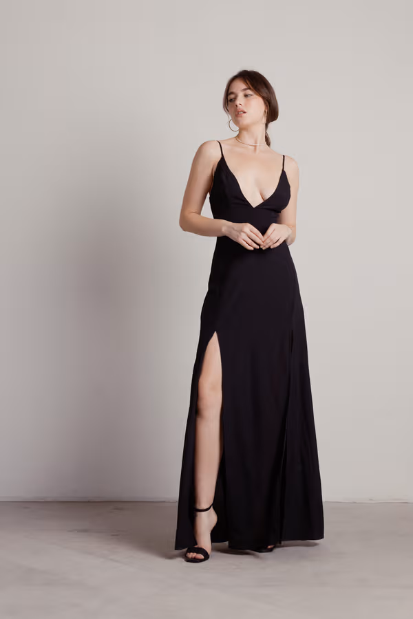 Under Your Spell Black Dual Slit Maxi Dress