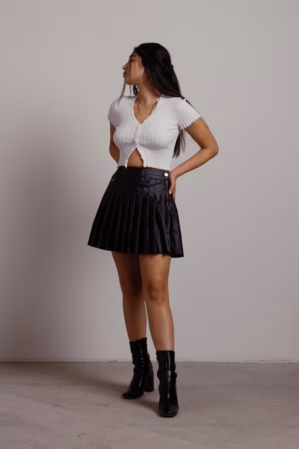 School Girl Tennis Mini Skirt - Black