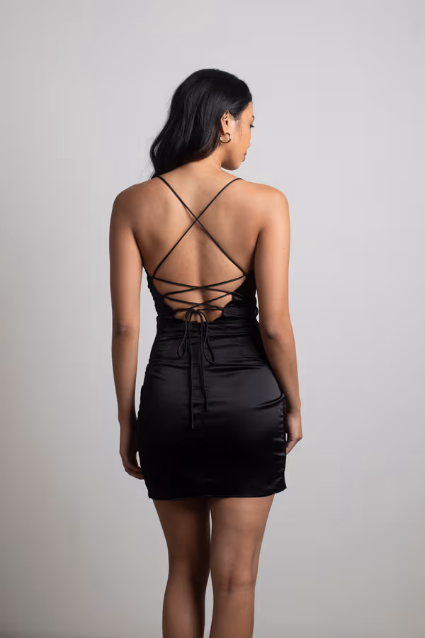Mariella Black Surplice Bodycon Mini Dress