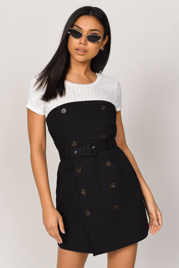 This I Know Belted A-Line Mini Dress - Black