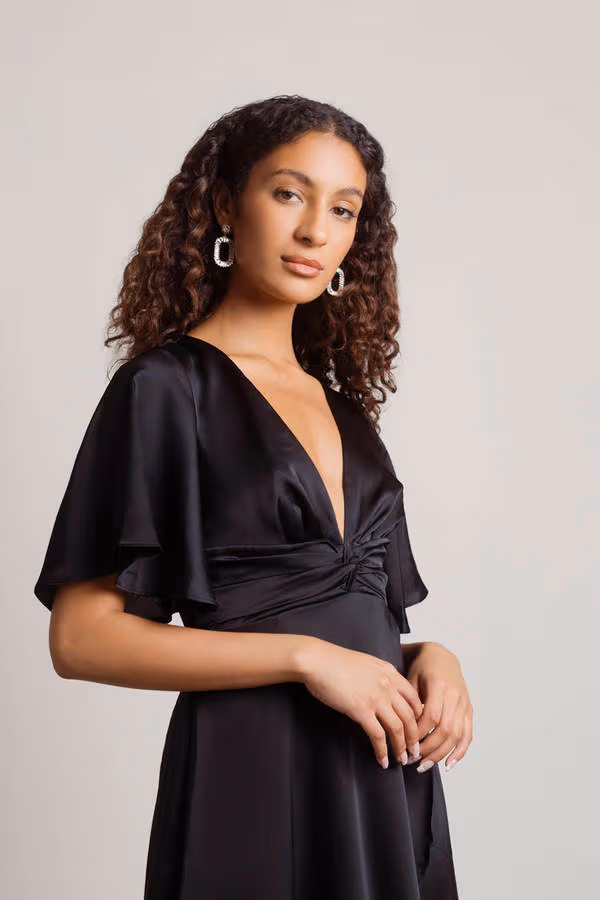 The Joy Of It Satin Surplice Maxi Dress - Rose Gold