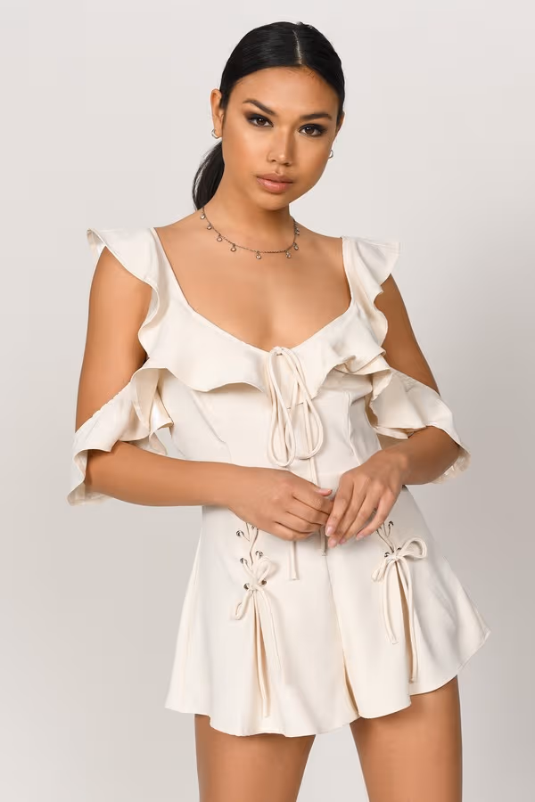 Sloan Ruffle Romper - Ivory