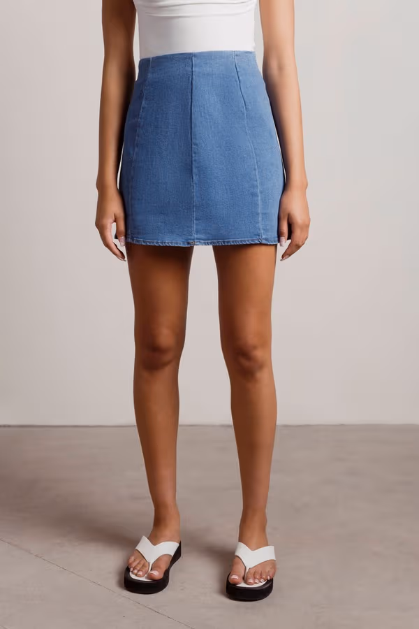Tell You What Denim Mini Skirt - Medium Wash