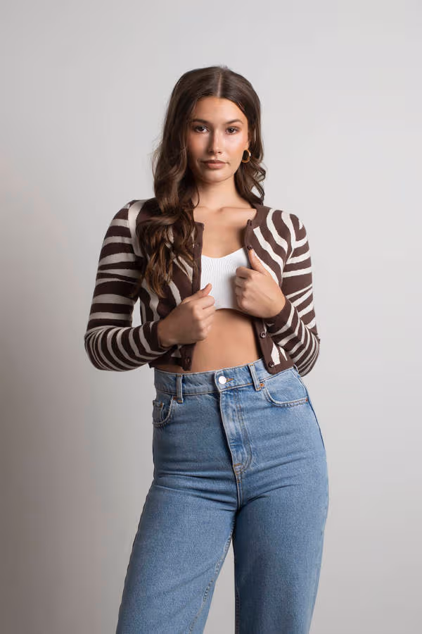 Granted Asylum Crop Cardigan - Chocolate Brown