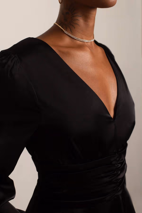 Love Games Satin Romper - Black