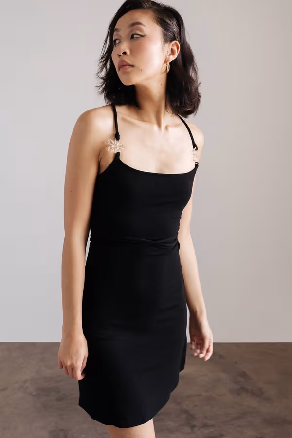 Kiana Backless Flower Strap Mini Dress - Cream