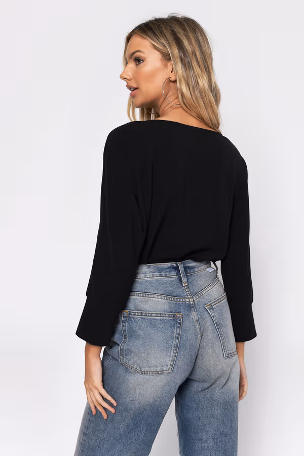 Need You Here Front Knot Top - Black