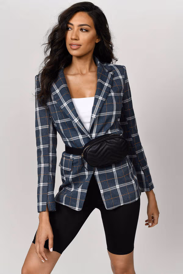 Robbie Plaid Blazer - Blue Multi