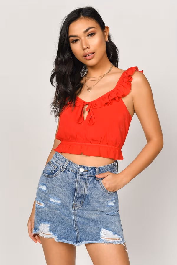 Jessica Crop Top - Red