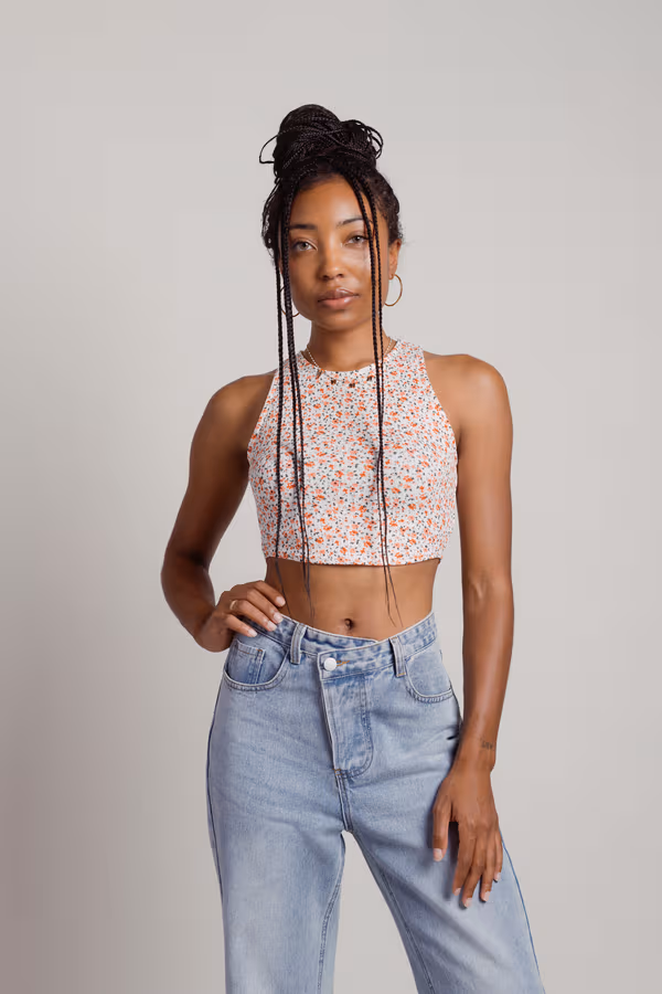 Odiana Crop Top - Ivory Multi