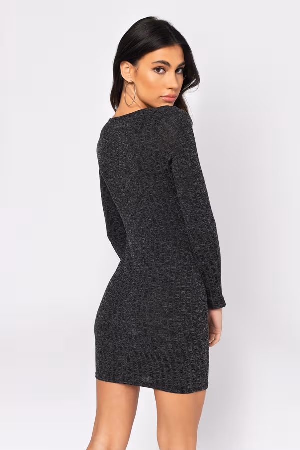 Bri Lace Up Bodycon Mini Dress - Black