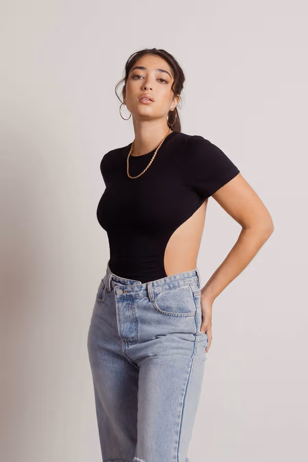 Showing Off Backless Bodysuit - Black