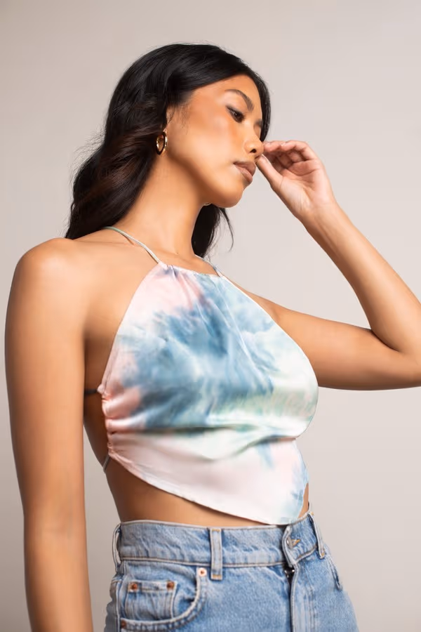 Ersa Crop Top - Mint Blue Multi