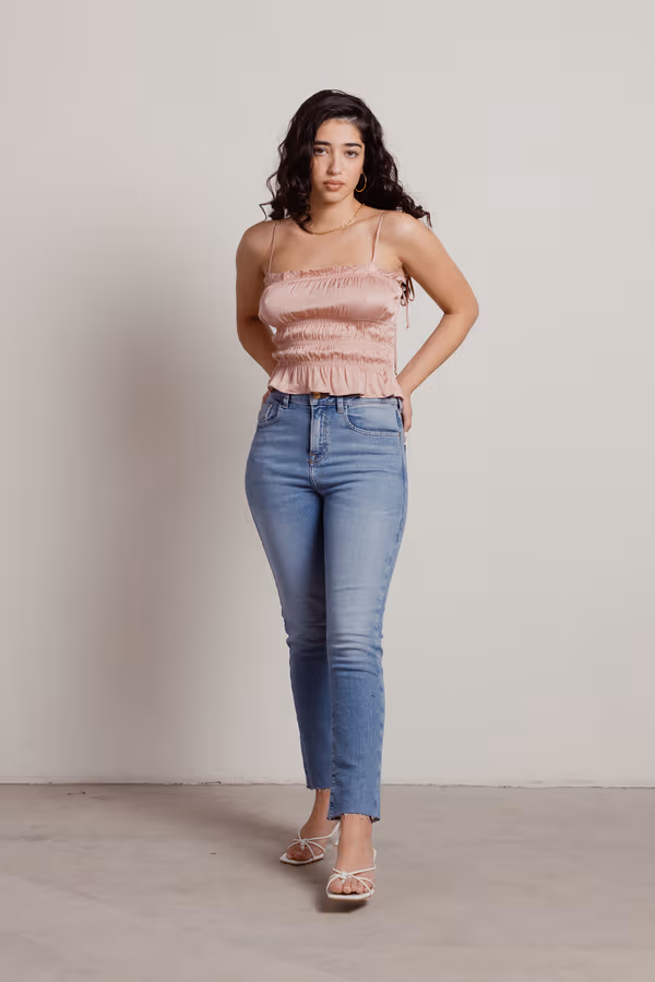 Many Hours Satin Top - Champagne