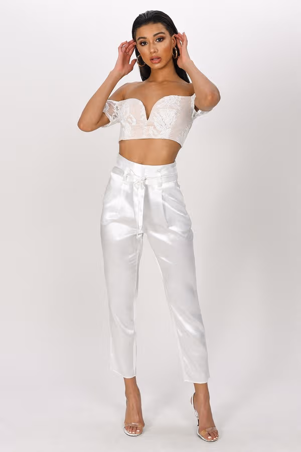 Something Borrowed Crop Top - White