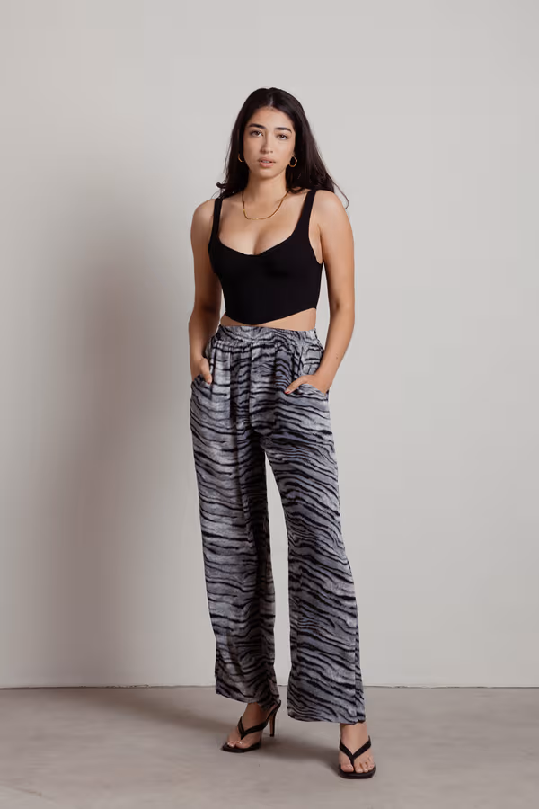 Kimora Straight Leg Pants - Grey