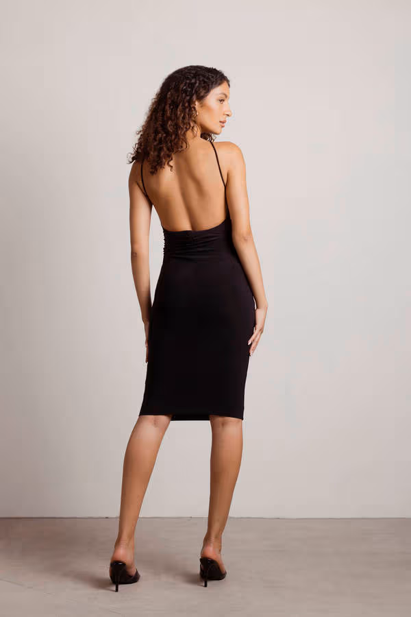 Maxine Cutout Bodycon Midi Dress - Black