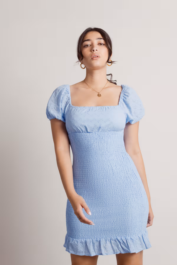 Namuro Smocked Puff Sleeve Mini Dress - Off White