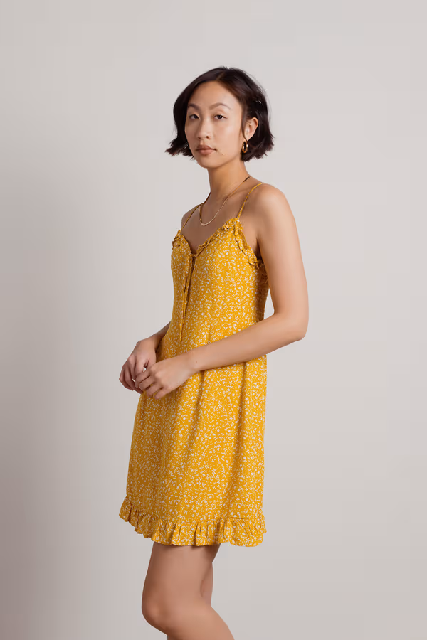 Just Like The Movies Floral Ruffle Mini Dress - Pink Ditsy Rose