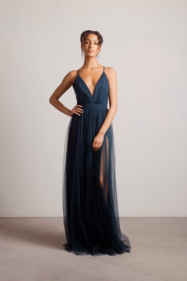 Night To Remember Chiffon Double High Slit Maxi Dress - Blush