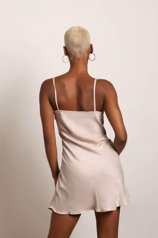 In My Element Ruched Bust Skater Mini Dress - Beige