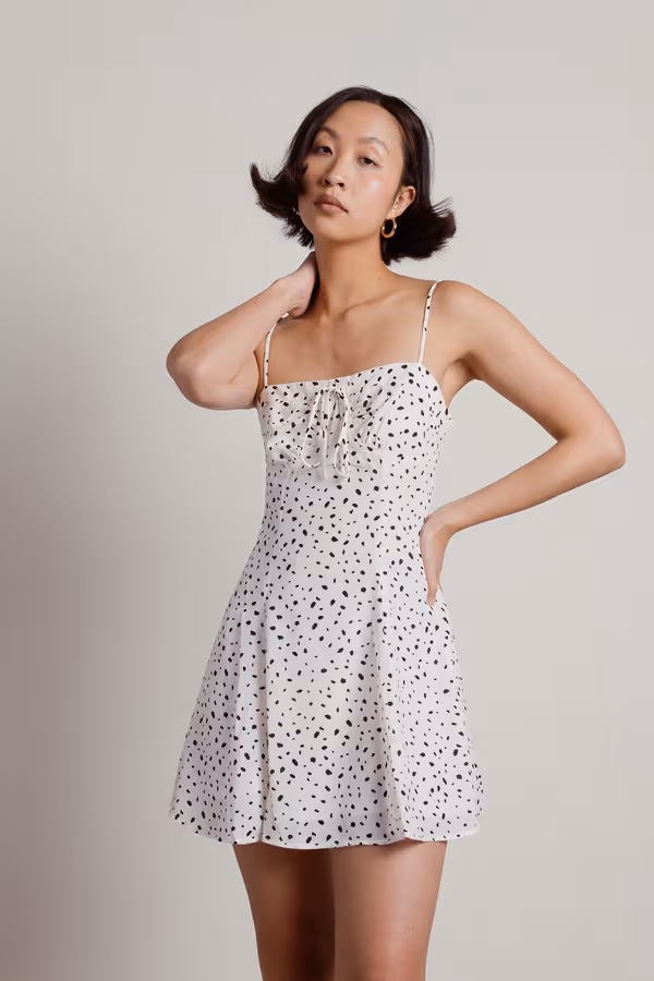 Any Day Now Printed Skater Mini Dress - White Multi