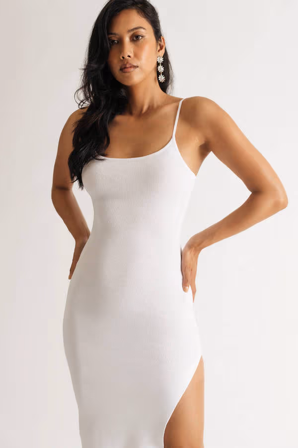 Forget My Name Cami Slit Midi Dress - Off White