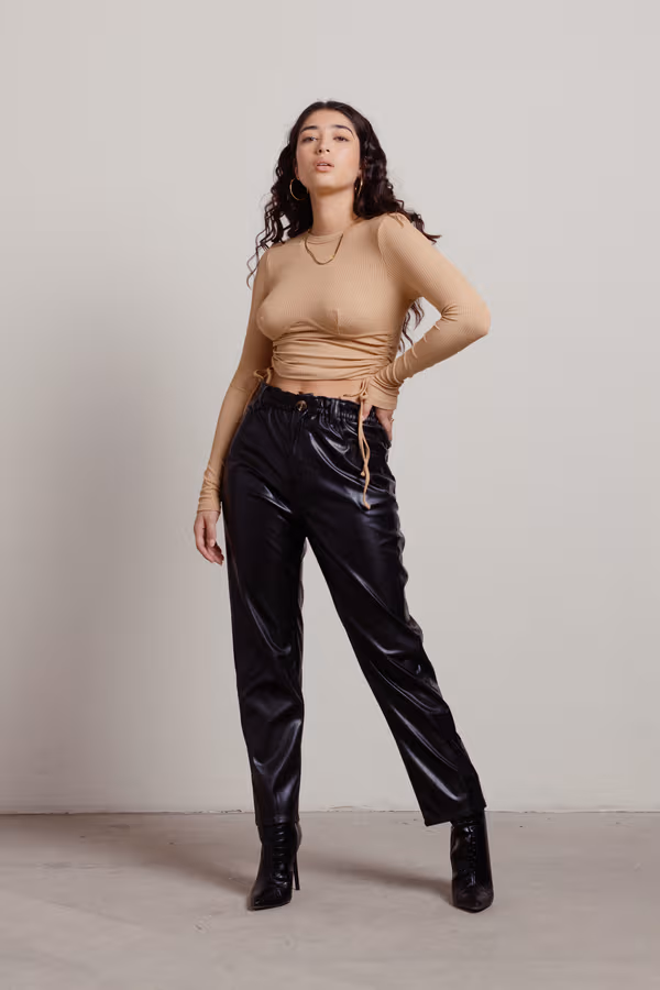 Straight Up Pleather Pants - Black