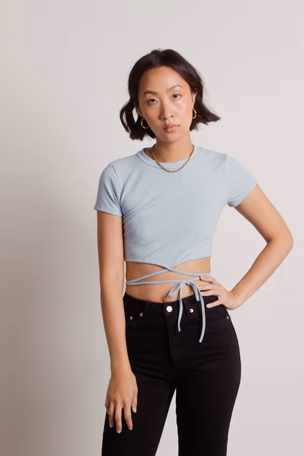 Will Be Waiting Crop Top - Blue