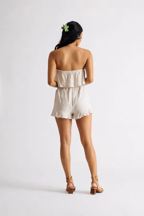 Lauren Strapless Romper - Beige
