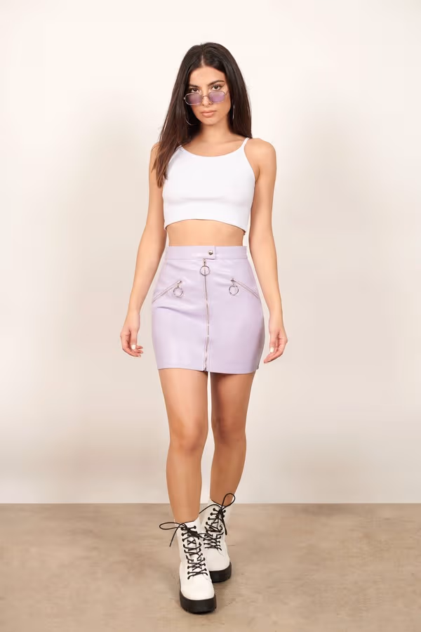 Irena Faux Leather Mini Skirt - Lavender