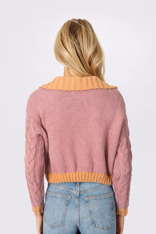 Thinking Of You Collared Cardigan - Lilac Orange Multi