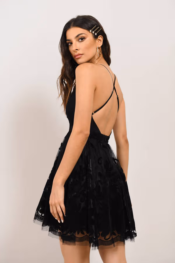 Grateful For My Ex Plunging Skater Mini Dress - Emerald