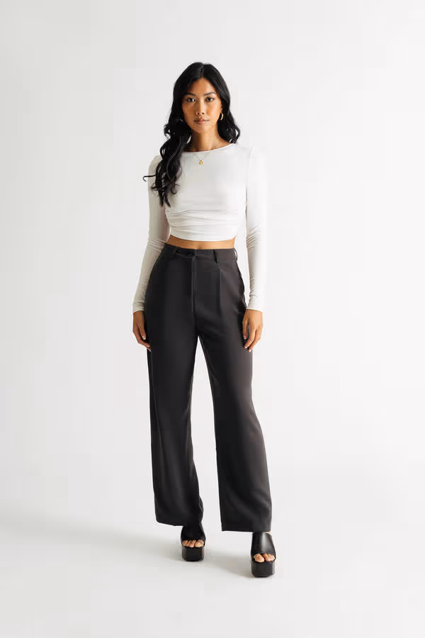 Archer Charcoal Grey Wide Leg Pants