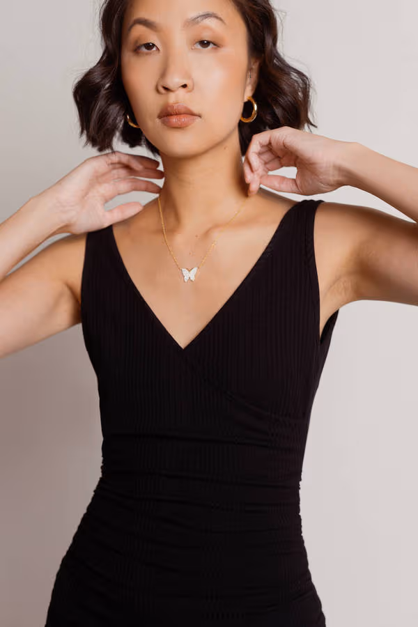 Bea Surplice Open Back Mini Dress - White