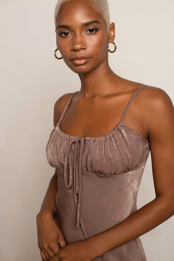 In My Element Ruched Bust Skater Mini Dress - Beige