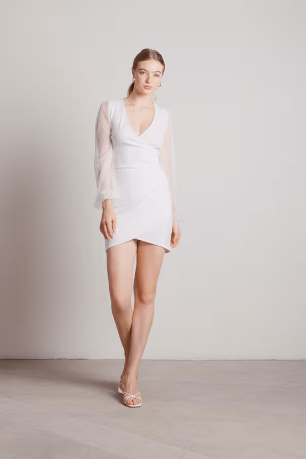 Same Vibe Mesh Sleeve Bodycon Mini Dress - Black