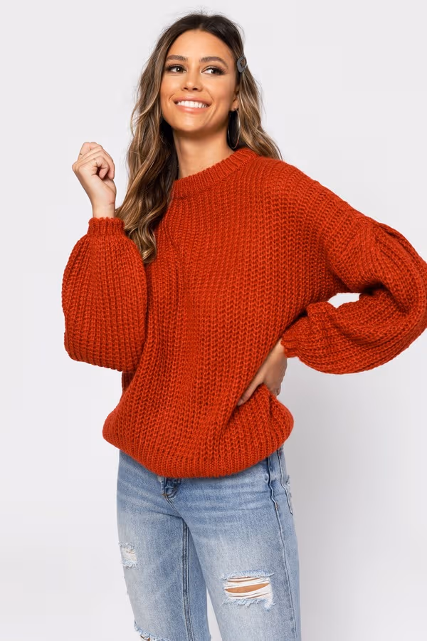 Drop It Knit Sweater - Orange
