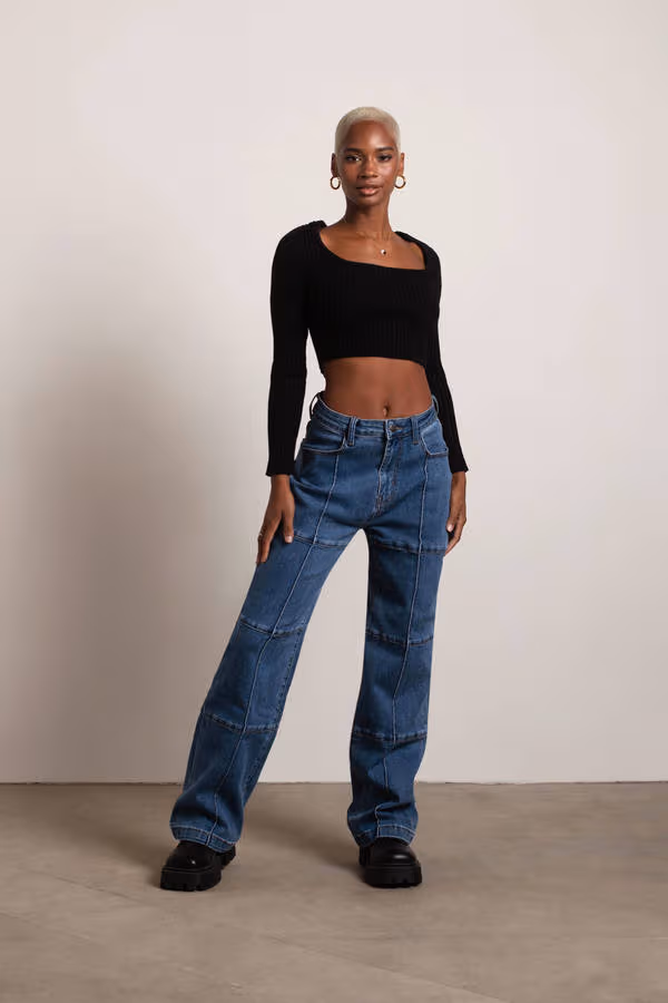 All The Time Crop Sweater - Black