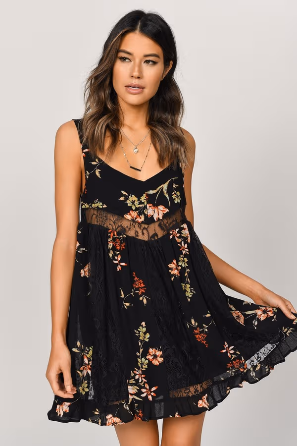 Hannah black Floral Print Dress