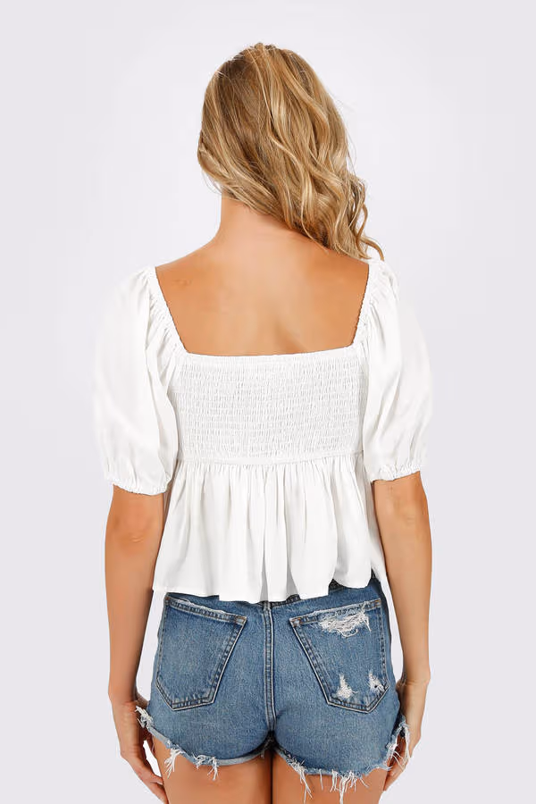 Cataleya Sweetheart Blouse - WHITE