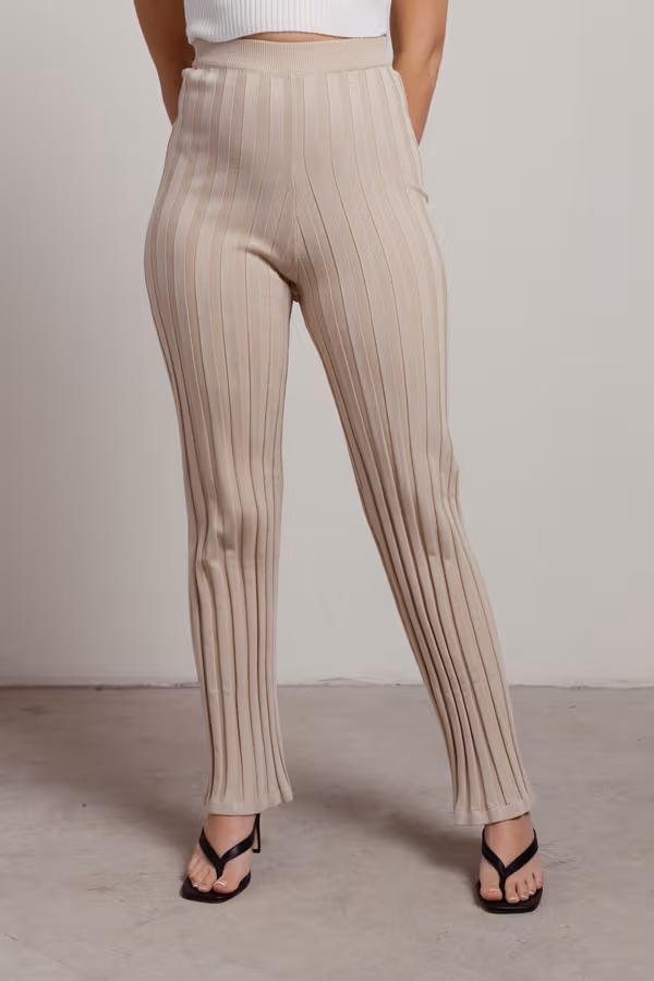 Riane Ribbed Pants - Beige