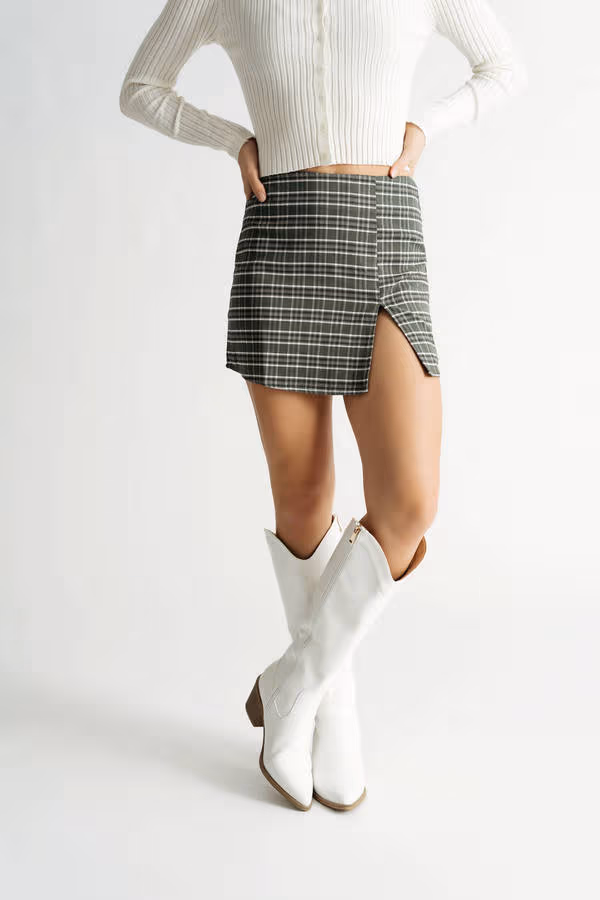 Follow The Sun Slit Mini Skirt - Olive