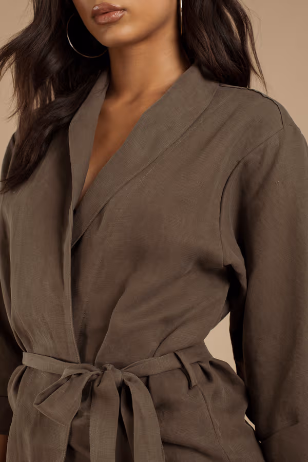 Stillwater The Ines Collared Wrap Mini Dress - Olive