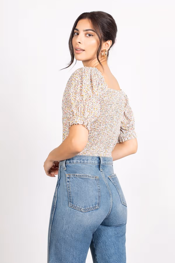 Romilda Floral Blouse - Beige Multi