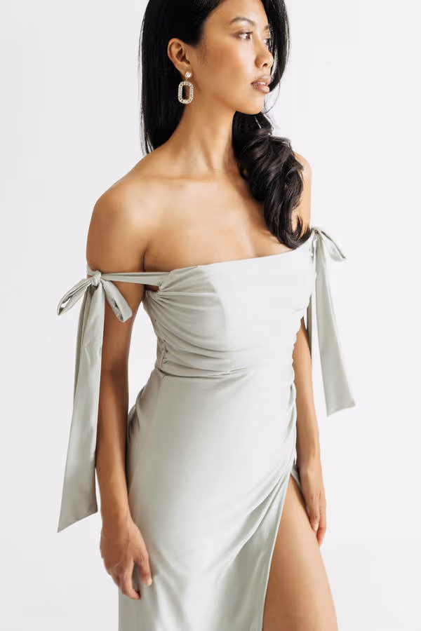 Romantics Sage Tie Strap High Slit Maxi Dress