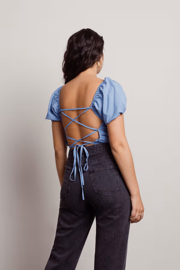 See You There Crop Top - Blue